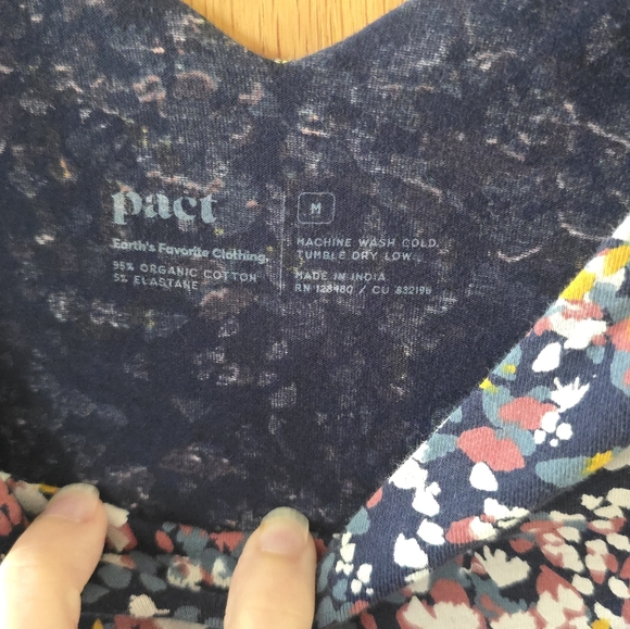 Pact A-Line V-Neck Fit & Flare floral Dress women’s Medium - Picture 3 of 5